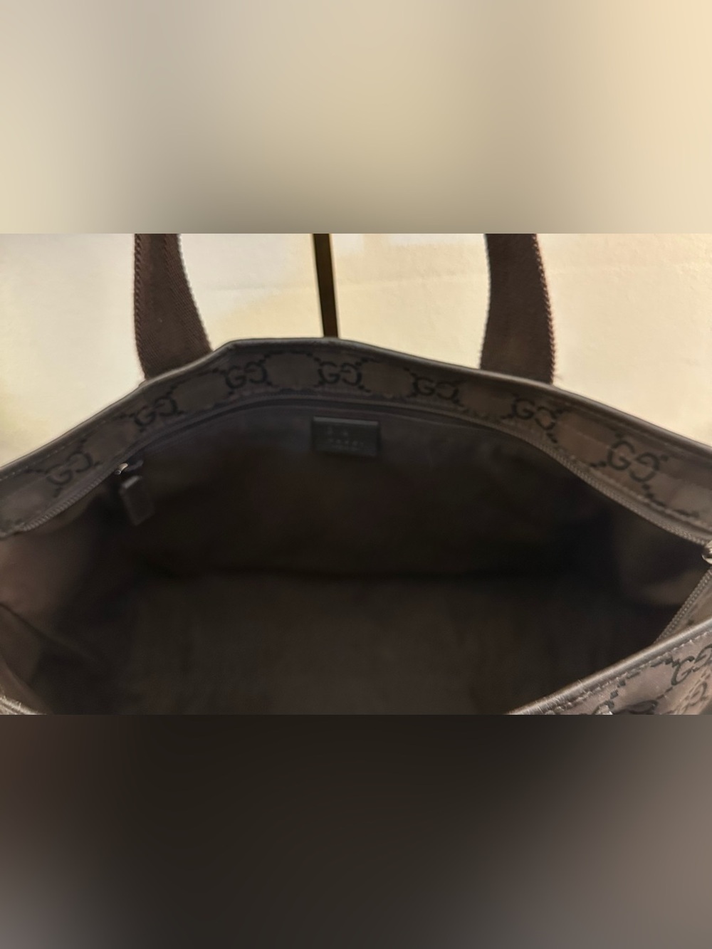 Gucci GG Chocolate Nylon and Leather Tote - Picture 7 of 9